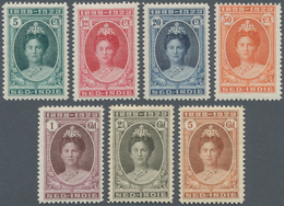 09586A Niederländisch-Indien: 1923, Wilhelmina 5 C To 5 G "25 Years Jubilee" Complete Set Of Seven Values I - Indie Olandesi