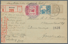 09587 Niederländisch-Indien: 1927, 7 1/2 C Numeral Psc Uprated With 20 C Blue And 2 1/2 G Carmine-red, Sen - Indie Olandesi