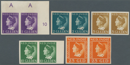 09589 Niederländisch-Indien: 1941/47 Series, 10 C.- 25 Gld., Imperforated Ungummed Proofs In Horizontal Pa - Indes Néerlandaises