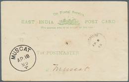 09591 Oman: PERSIA 1895: Indian Official Postal Stationery Card Used From BUSHIRE To MUSCAT With Small "BU - Oman