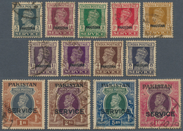 09598 Pakistan - Dienstmarken: 1947 KGVI. Officials Complete Set Of 13, Used With Various Datestamps, Slig - Pakistan