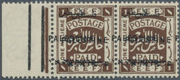 09603 Palästina: 1922. Horizontal Pair 1m E.E.F. Brown, Each Stamp With "PALESTINE" DOUBLE OVERPRINT. Unus - Palestine