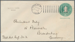 09633 Philippinen - Ganzsachen: 1905, Stationery Envelope 1c. Green, Used To Germany, Oblit. By Rare Machi - Filippine