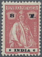 09639 Portugiesisch-Indien: 1913/1925, 8 T, Mint Hinged, With Double Overprint. ÷ 1913/1925, 8 T Schnitter - Inde Portugaise