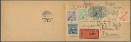 09642 Portugiesisch-Indien: 1913, Double Card 3 R. Uprated 4 1/2 R. (no Ovpt.) And 2 R., 1 1/2 R. And 2 T. - India Portoghese