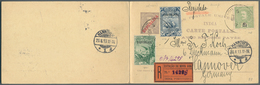 09643 Portugiesisch-Indien: 1913, Double Card 10 R. Uprated 4 1/2 R. (no Ovpt.) And 9 R., 1 T. Canc. "NOVA - Inde Portugaise