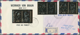 09649 Ras Al Khaima: 1969, 4r. "Wernher Von Braun", Gold Issue, Perf. And Imperf. Stamp Plus The Souvenir - Ras Al-Khaima