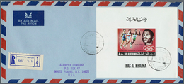 09650 Ras Al Khaima: 1969, Olympic Games Cooperation, Five Registered Airmail Covers Tor USA With Arrival - Ra's Al-Chaima