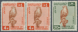 09749 Saudi-Arabien: 1968 'Falcon' 4p. Horizontal Pair And 20p. Single, Mint Never Hinged, With A Diag. Cr - Arabia Saudita