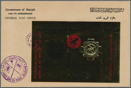 09761 Schardscha / Sharjah: 1969, GOLD ISSUE "Space/Medal For Distinguished Service", All Three Souvenir S - Sharjah