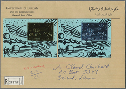 09778 Schardscha / Sharjah: 1972, GOLD/SILVER ISSUE "Future Space Achievements", Both Souvenir Sheets On R - Schardscha