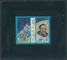 09813 Schardscha / Sharjah: 1972, Zodiac Signs/Astronauts, Hand-drawn/hand-coloured Essay With Applied Ast - Schardscha