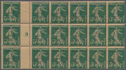 09833 Syrien: 1920, O.M.F. 1pi. On 5c. Green, Gutter Block Of 18 With Inverted Overprint (one Stamp Pin Ho - Siria
