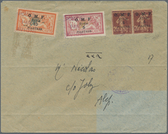 09838 Syrien: 1921, Air Mail Violet Handstamped Issue "POSTE PAR AVION" Pair 1p./20c. Lilac-brown, 5p./1F. - Siria