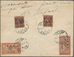 09842 Syrien: 1921, Airmails, Vertical "AVION" Overprints, FIRST DAY COVER (small Faults/min. Toning) Bear - Syrien