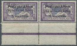 09844 Syrien: 1923, Airmails "Syrie-Grand Liban", Wide Spacing 3¾mm, 3pi. On 60c. Violet/blue, Horiz. Pair - Syrien