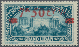 09855 Syrien: 1928, 7.50pi. On 2.50pi. Greenish Blue, Red Overprint On LEBANON Stamp, Mint O.g. With Hinge - Syrien