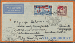 09862 Syrien: 1933, Airmail Letter Bearing "Plane"-overprinted 10 Pia Comercial BISECTED And "15 P." On 25 - Syrien