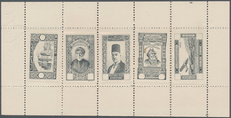 09878 Syrien: 1934, 10 Years Republic Five Different Values, Black Imperf Die Proofs Without Value Mounted - Siria