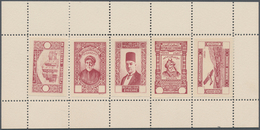 09880 Syrien: 1934, 10 Years Republic Five Different Values, Redbrown Imperf Die Proofs Without Value Moun - Siria