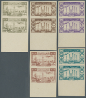 09907 Syrien: 1946/1947, Airmails, 3pi. To 500pi., Complete Set As IMPERFORATE Vertical Pairs, Unmounted M - Syrien