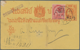 09975 Thailand - Ganzsachen: 1902 Postal Stationery Card 1½a. On 1a. Used REGISTERED Within Bangkok In 190 - Thaïlande