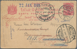 09976 Thailand - Ganzsachen: 1909, 4 K. Canc. "BANGKOK 23.12.1909" To German Ship Officer Of NGL To Bremer - Thailand