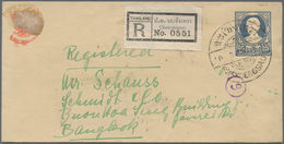 09984 Thailand - Ganzsachen: 1928 Postal Stationery Envelope 15s. Blue, Used Registered From Chaxoengsao T - Tailandia