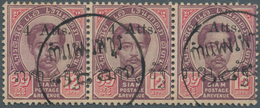 09997 Thailand - Stempel: "KAMPHAENG PHET" Native Cds On 1894-99 4a. On 12a. Horizontal Strip Of Three, Tw - Thailand