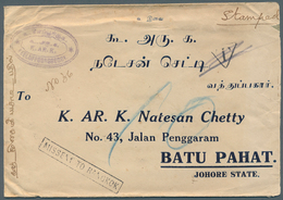 10001 Thailand - Stempel: 1931.MISSENT TO BANGKOK: Cover From India Addressed To Batu Bahat, Johore State, - Thaïlande