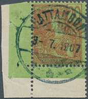 10009 Thailand - Stempel: SIAMESE POST OFFICES IN CAMBODIA 1907. Indo-China SG 36, 20c Green/red (bottom L - Tailandia