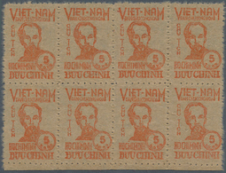 10056 Vietnam-Nord (1945-1975): 1948/1956. Ho-Chi-Minh. Lot Of 3 Blocks Of 8. Without Gum As Issued. - Viêt-Nam