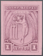 10406 Thematik: Olympische Spiele / Olympic Games: 1906, Griechenland Für Athen. PROBEDRUCK In Lila Auf Ro - Autres & Non Classés