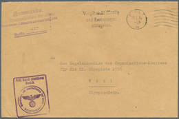 10504 Thematik: Olympische Spiele / Olympic Games: 1936, Kiel, Absenderstempel "Kommando Der Marine-Statio - Sonstige & Ohne Zuordnung