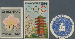 10517 Thematik: Olympische Spiele / Olympic Games: 1940, Olympic Games Tokyo / Helsinki, Three Labels. - Sonstige & Ohne Zuordnung