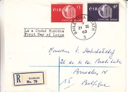 Irlande - Lettre Recom De 1963 - Oblit Baile Atha Cliath - Exp Vers Bruxelles - Blé - Storia Postale