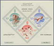 10528 Thematik: Olympische Spiele / Olympic Games: 1960, LEBANON : Olympic Games Rome, Souvenir Sheet BICY - Autres & Non Classés