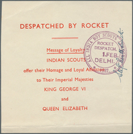 10665 Thematik: Pfadfinder / Boy Scouts: 1937, India Lot With Four Items "Despatched By Rocket - All India - Autres & Non Classés