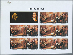 10725 Thematik: Politik / Politics: 1976, Aitutaki. Lot Of 3 Imperforate Miniature Proof Sheets Lacking Go - Ohne Zuordnung