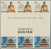 10806 Thematik: Religion / Religion: 1965, Bhutan. Progressive Proof (10 Phases) In Blocks Of 3 Vertical G - Autres & Non Classés