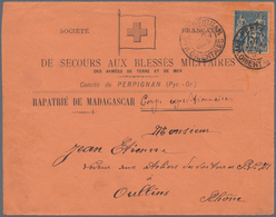 10845 Thematik: Rotes Kreuz / Red Cross: 1896 MADAGASKAR Rote Kreuz-Vordruckbrief-Vorderseite "De Secours - Rotes Kreuz