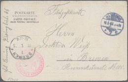 10847 Thematik: Rotes Kreuz / Red Cross: 1905 Deutsches Reich Feldpostkarte Ab HAMBURG M. Rotem K2 "HAMBUR - Croce Rossa