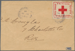 10851 Thematik: Rotes Kreuz / Red Cross: 1914 Trinidad Portofreiheitsmarke Gebr. Auf Inlandsbrief, Links S - Croce Rossa
