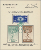 10986 Thematik: Sport-Leichtathletik / Sports-athletics: SPORT : LIBANON 1959, 100 Pia. Imperf Souvenir Sh - Athlétisme