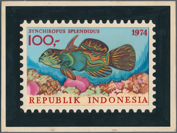 11053 Thematik: Tiere-Fische / Animals-fishes: 1974, Indonesia. Essay / Arts Drawing MANDARINFISCH (Synchi - Poissons