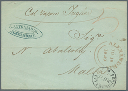 11303 Ägypten - Vorphilatelie: 1849 (July 18): Cover To Malta Prepaid '5' Pence In Red Manuscript, Endorse - Vorphilatelie