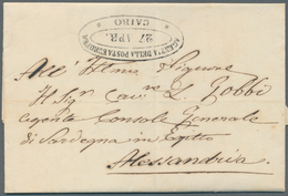 11309 Ägypten - Vorphilatelie: 1859, Entire Letter From The Sardinian Consulat In Cairo (fine Strike Of Ci - Vorphilatelie
