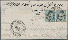 11324 Ägypten: 1866, Folded Letter Bearing A Pair Of 20 Pa Blue, Sent With Cds "CAIRO 4 FEB 66" To Suez Wi - 1915-1921 Protettorato Britannico