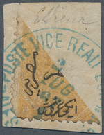 11326 Ägypten: 1866 First Issue 2pi. Yellow-orange Used BISECTED At Alexandria, Tied By "POSTE VICE REALI. - 1915-1921 British Protectorate