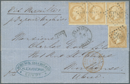 11328 Ägypten: 1866 Folded Cover From Alexandria To Mulhouse, Alsace "Via Marseilles" Franked With France - 1915-1921 British Protectorate